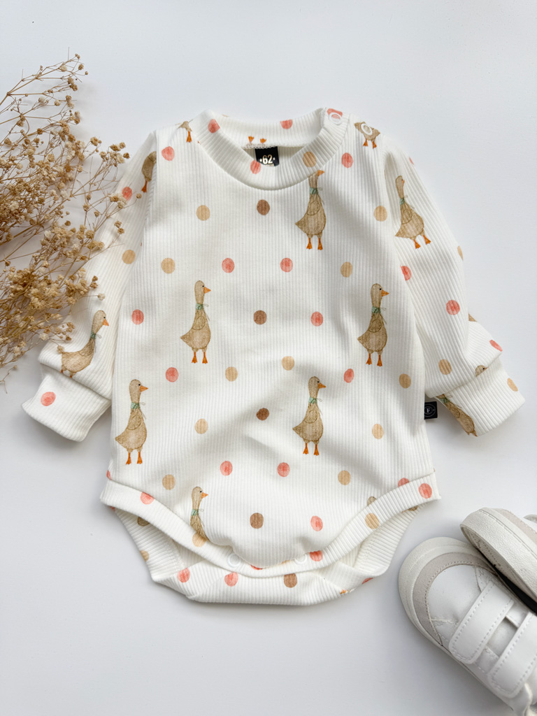 Body niemowlęce prążkowane z długim rękawem gąski