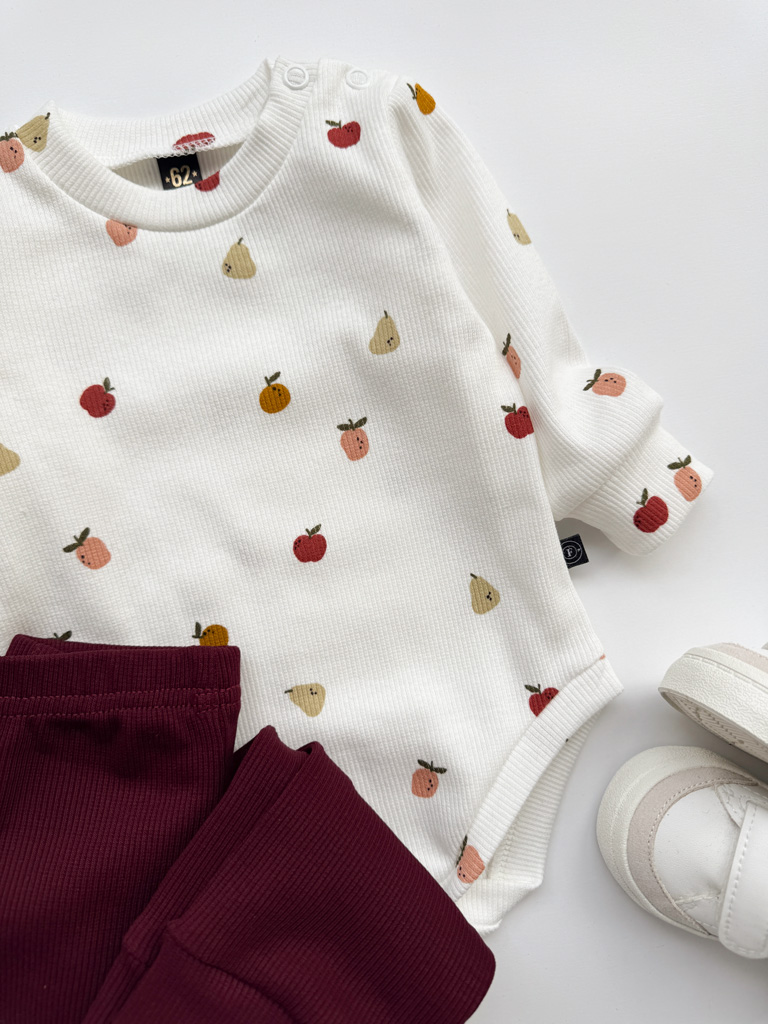 Body niemowlęce prążkowane z długim rękawem jabłuszka - obrazek 3