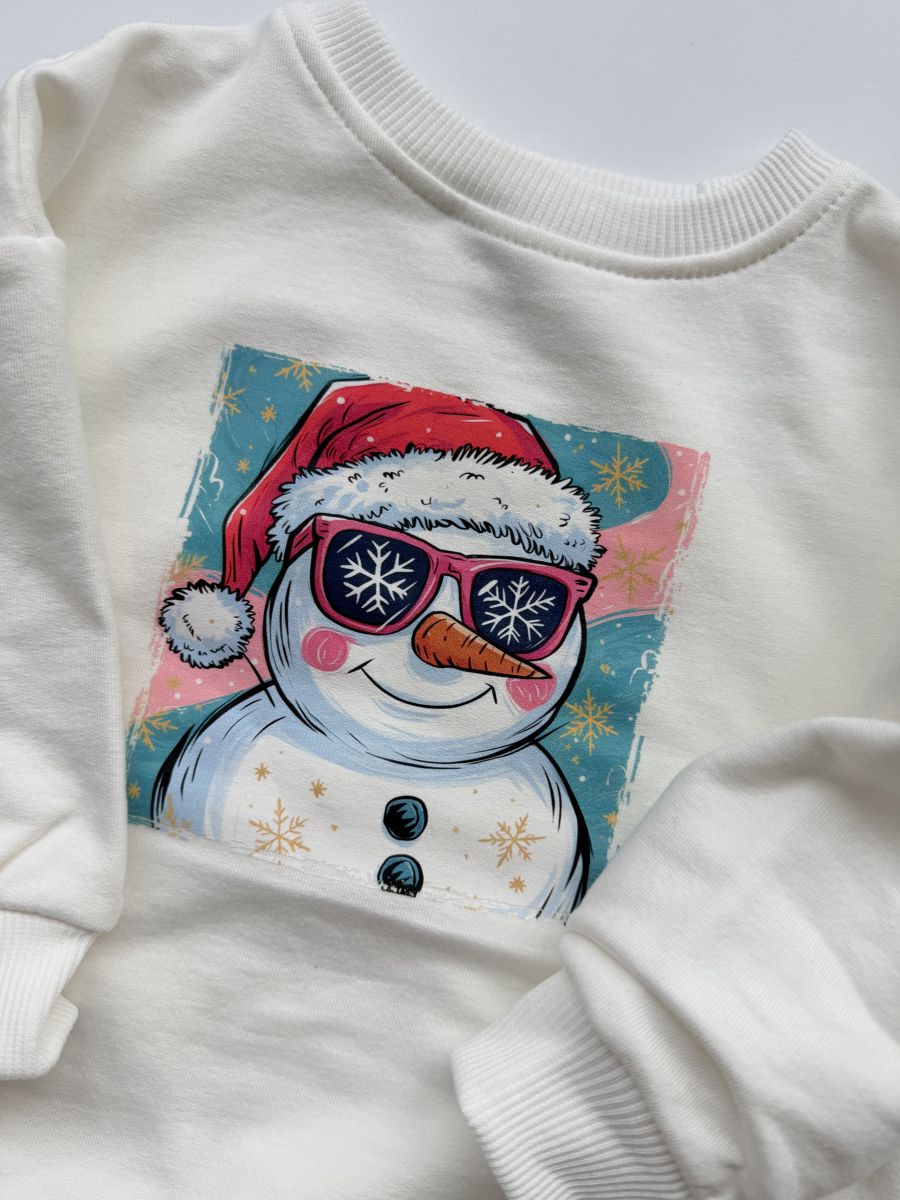 Bluza ecru z bałwankiem rozmiar 122