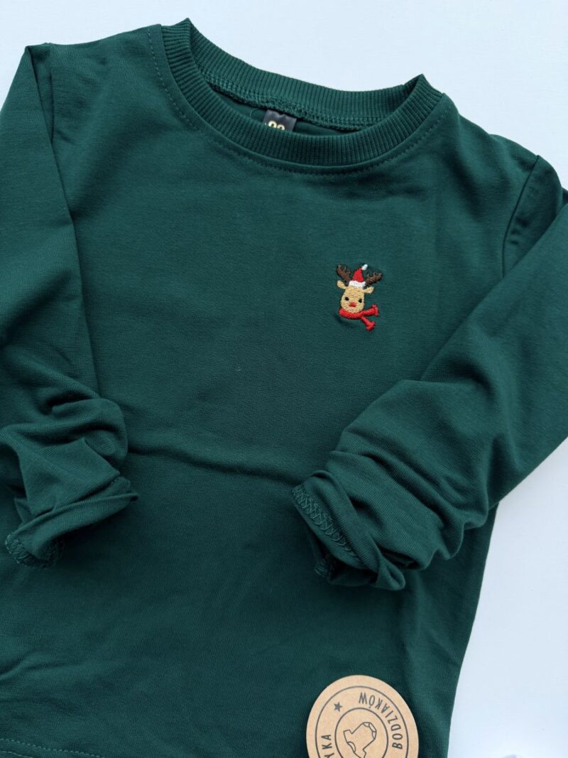 Koszulka zielona z haftem z długim rękawem rozmiar 92