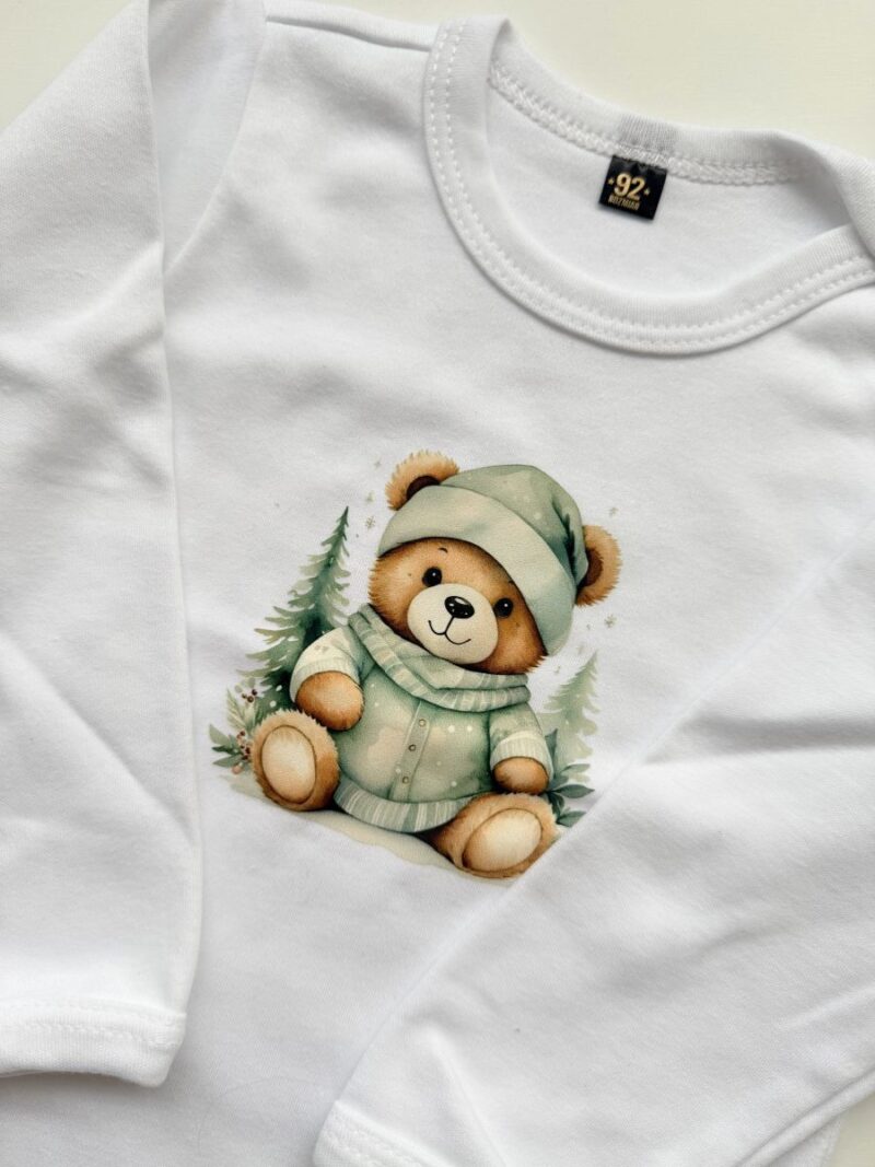 Body białe z długim rękawem z misiem rozmiar 92