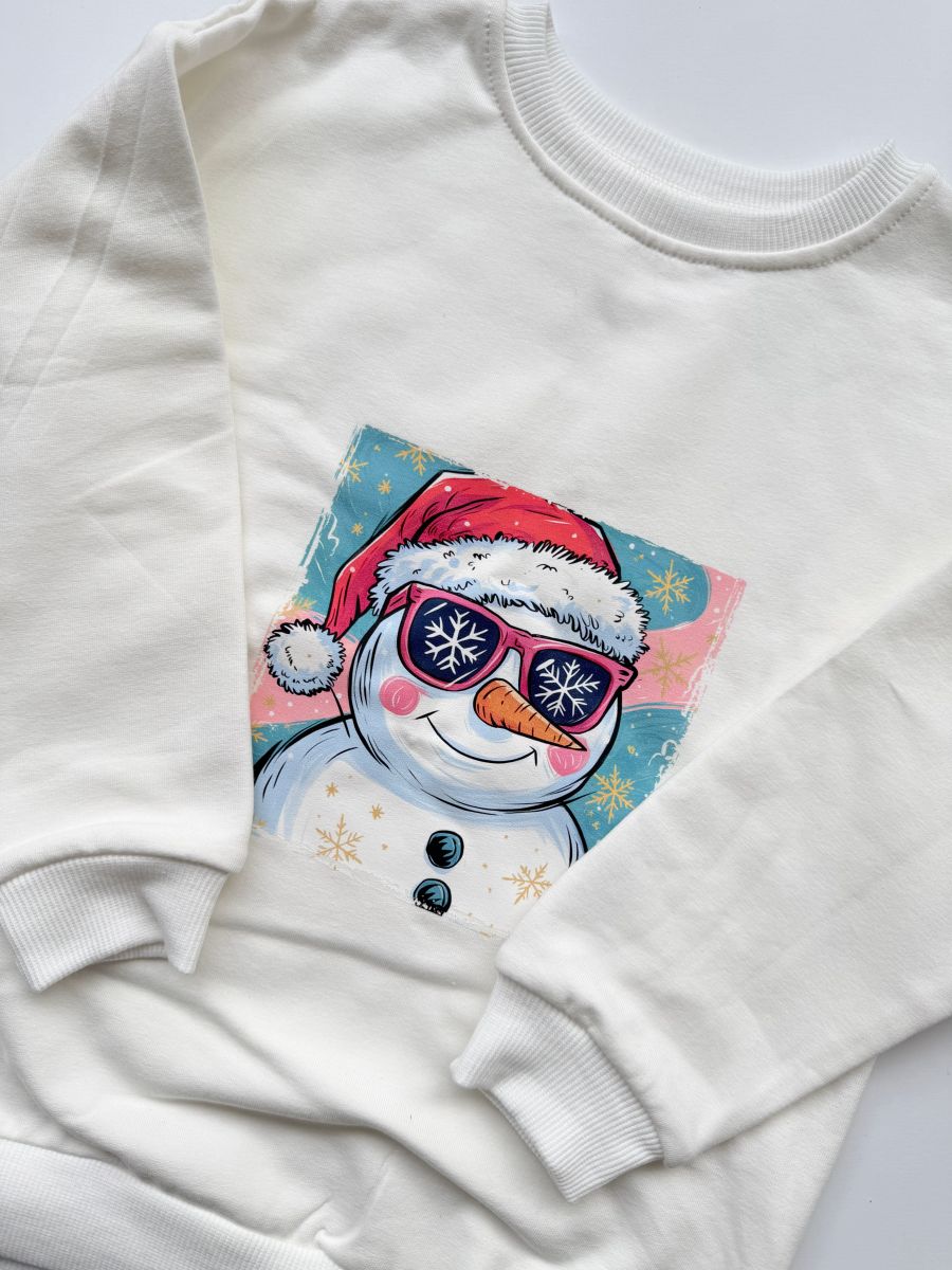 Bluza ecru z bałwankiem rozmiar 116