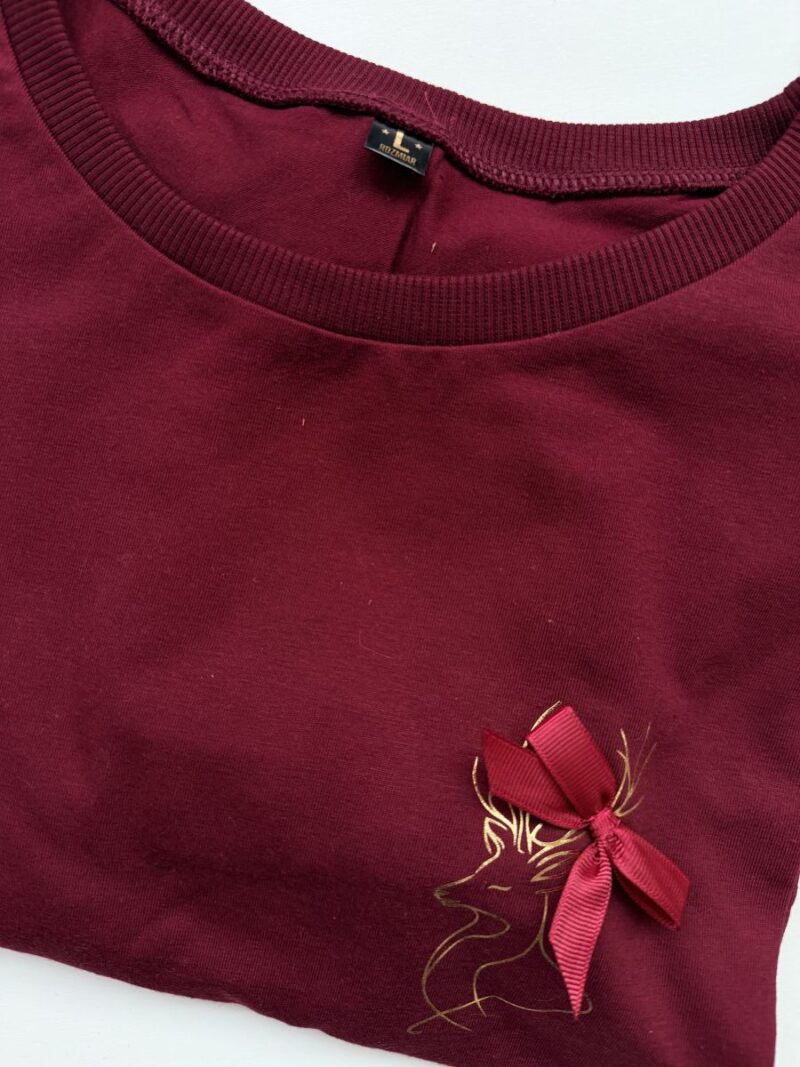 Koszulka damska bordowa z reniferem rozmiar L