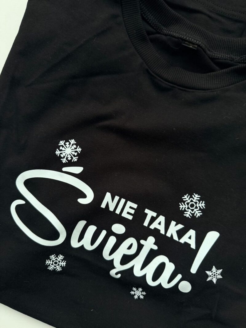 Koszulka damska czarna nie taka święta rozmiar oversize long