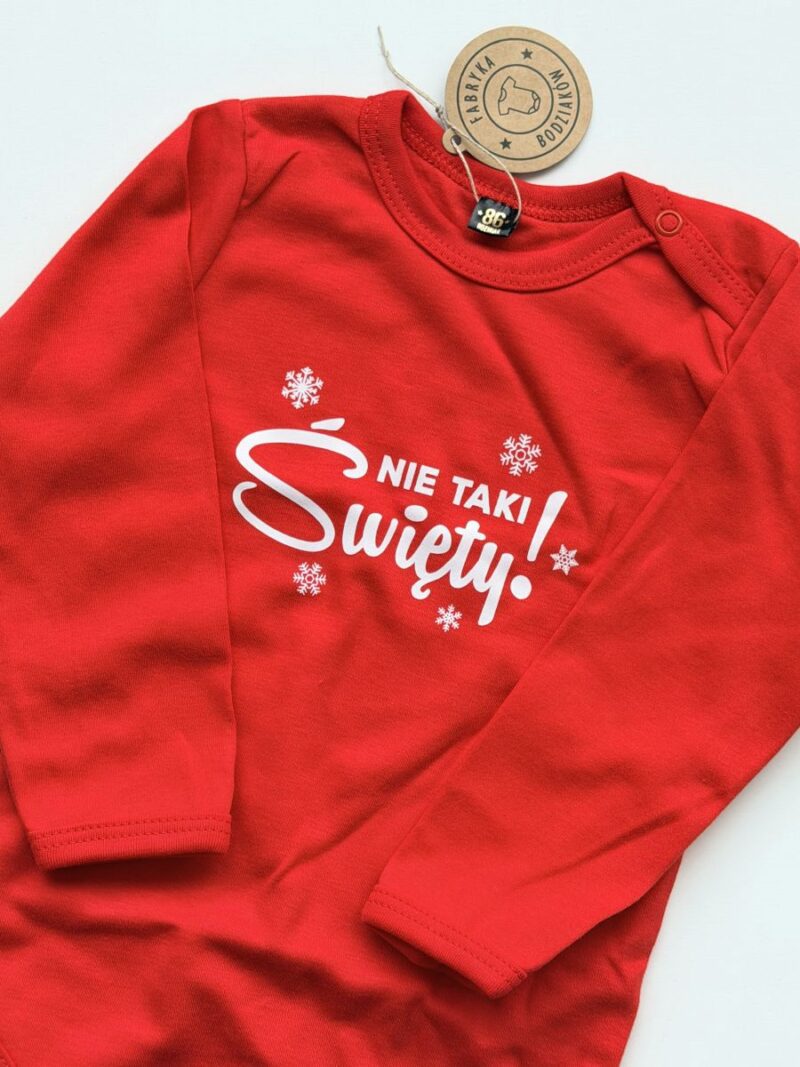 Body czerwone z długim rękawem nie taki święty rozmiar 86