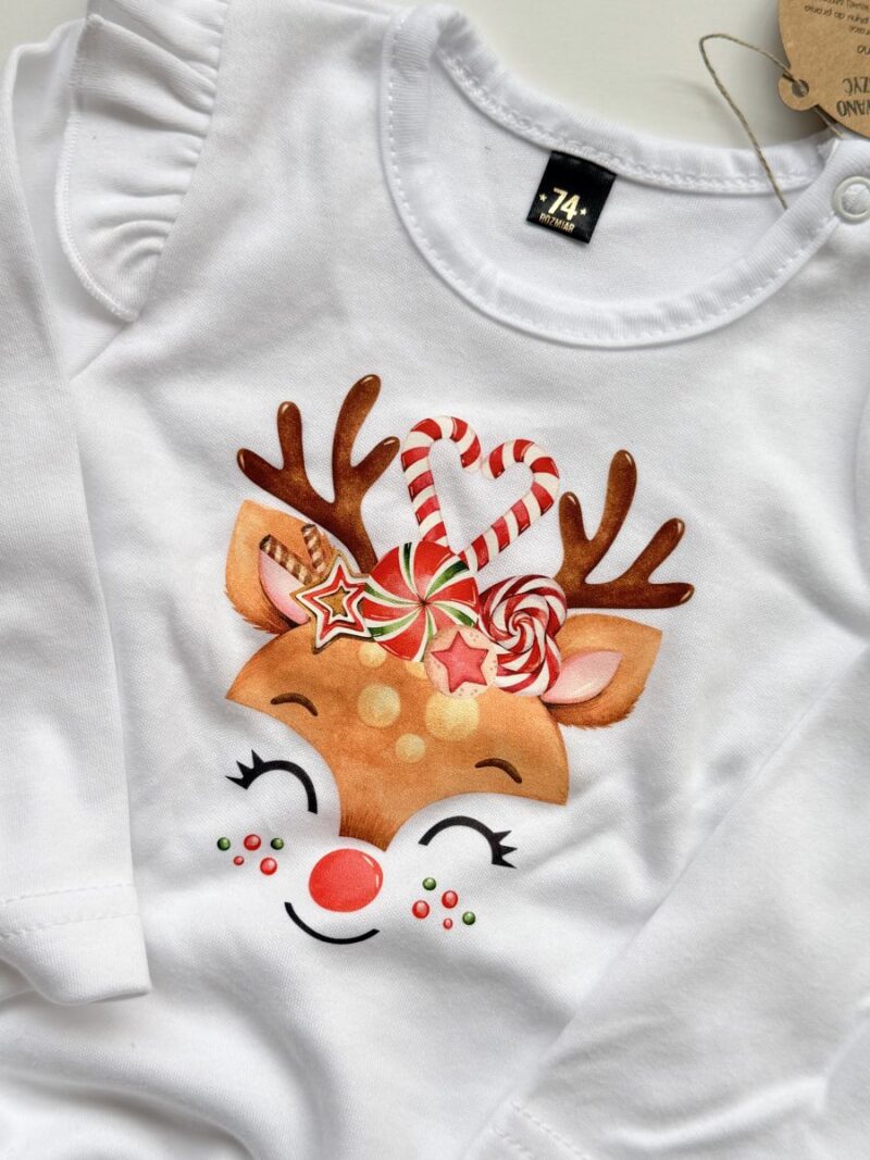 Body z falbankami z długim rękawem reniferek rozmiar 74