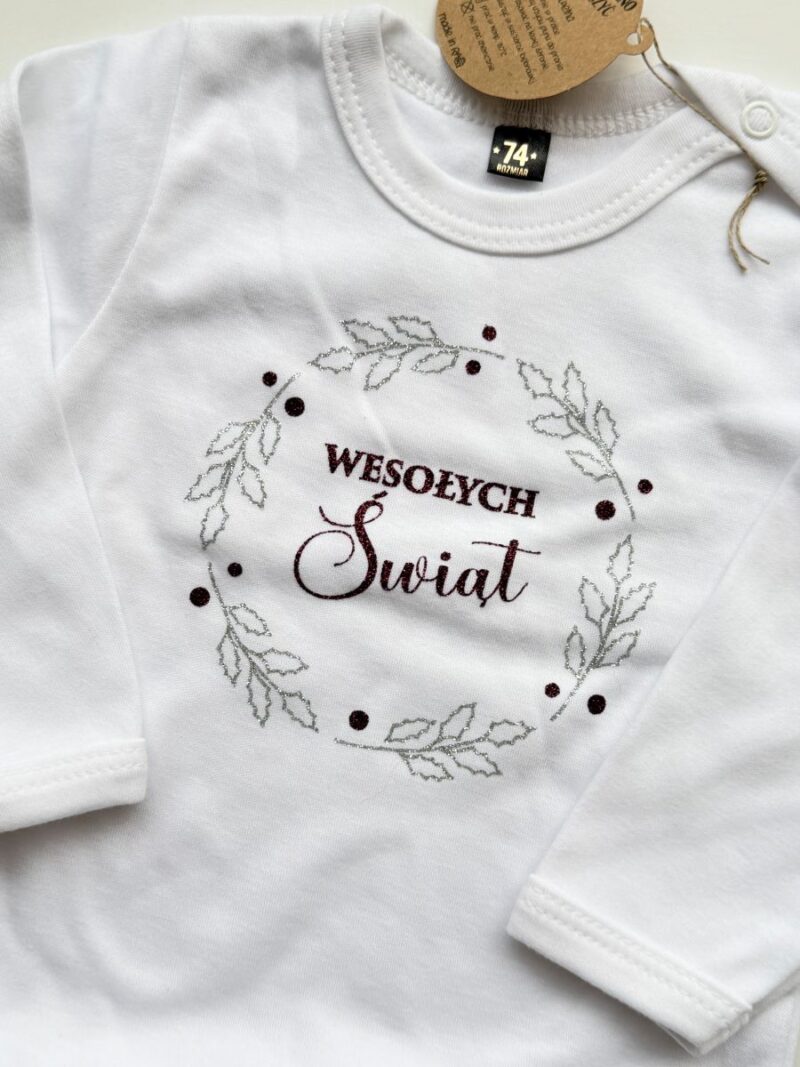 Body z długim rękawem wesołych świąt rozmiar 74