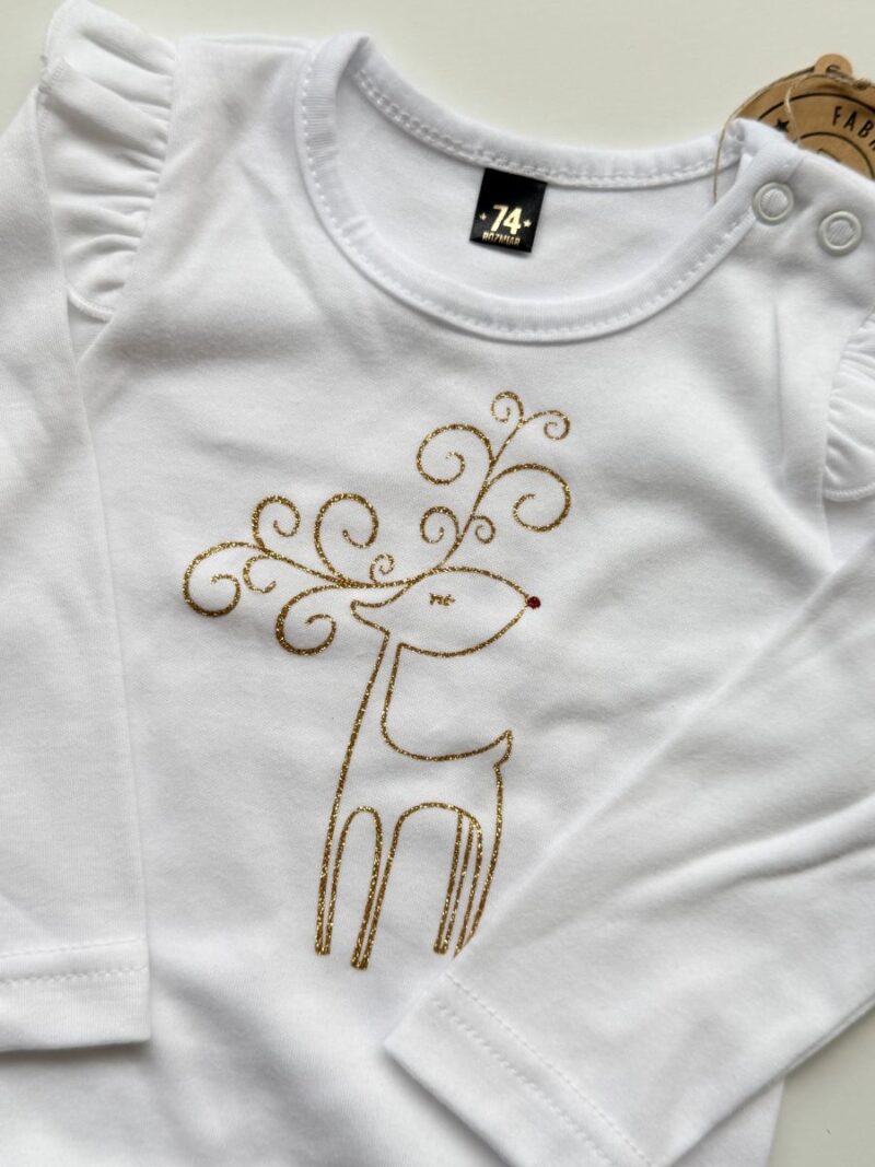 Body z falbankami z długim rękawem z reniferem rozmiar 74