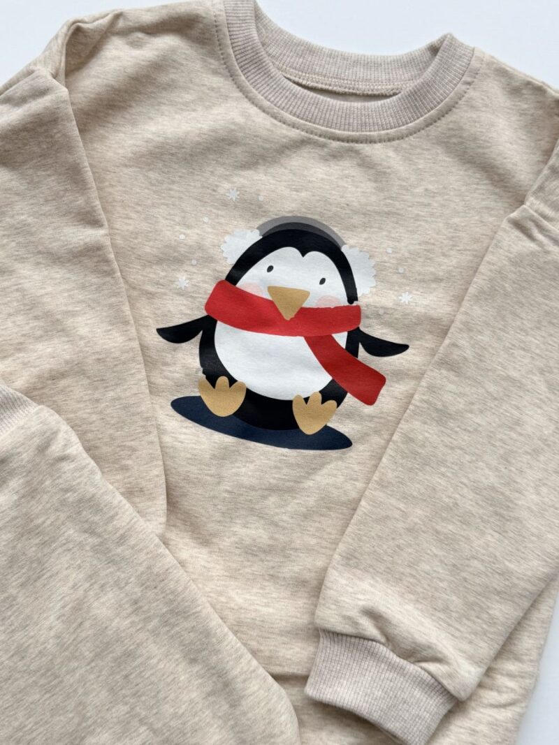 Komplet dresowy beżowy z pingwinem rozmiar 104