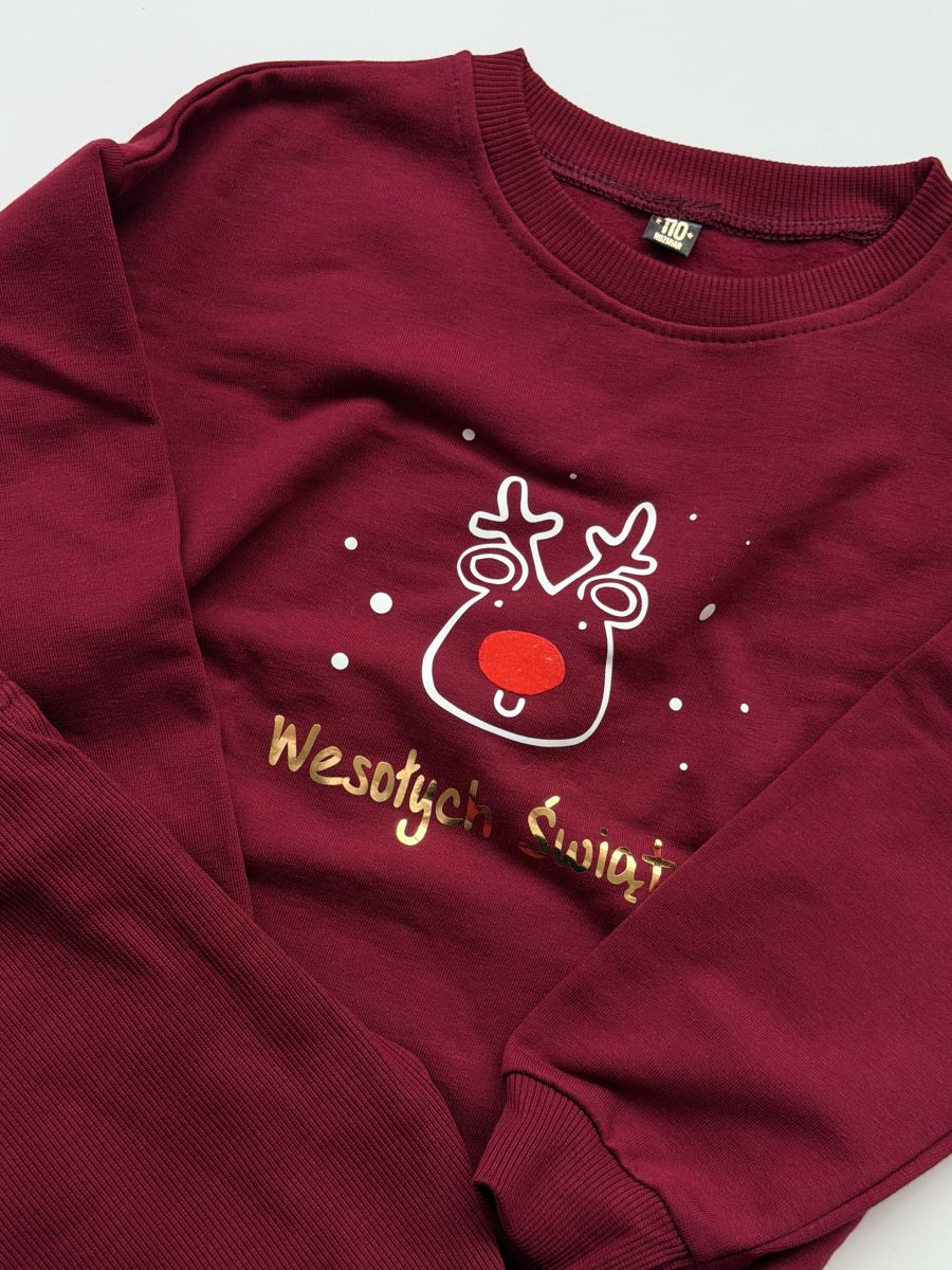 Komplet bordowy z reniferem wesołych świąt rozmiar 110