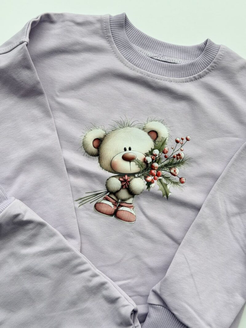 Komplet liliowy z misiem rozmiar 104