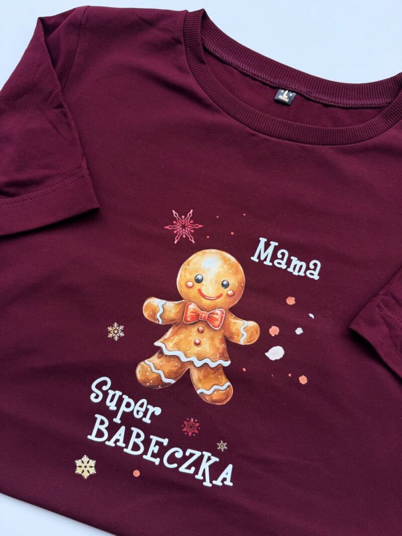Koszulka bordowa damska mama super babeczka rozmiar L
