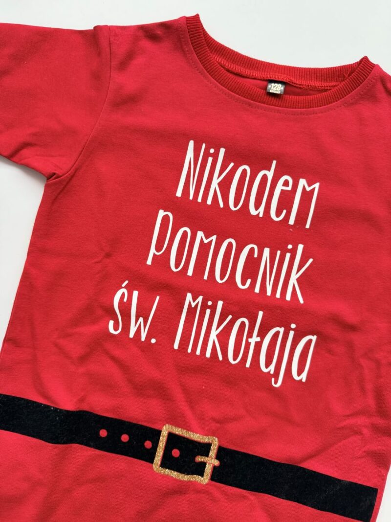 Koszulka czerwona Nikodem pomocnik mikołaja rozmiar 128