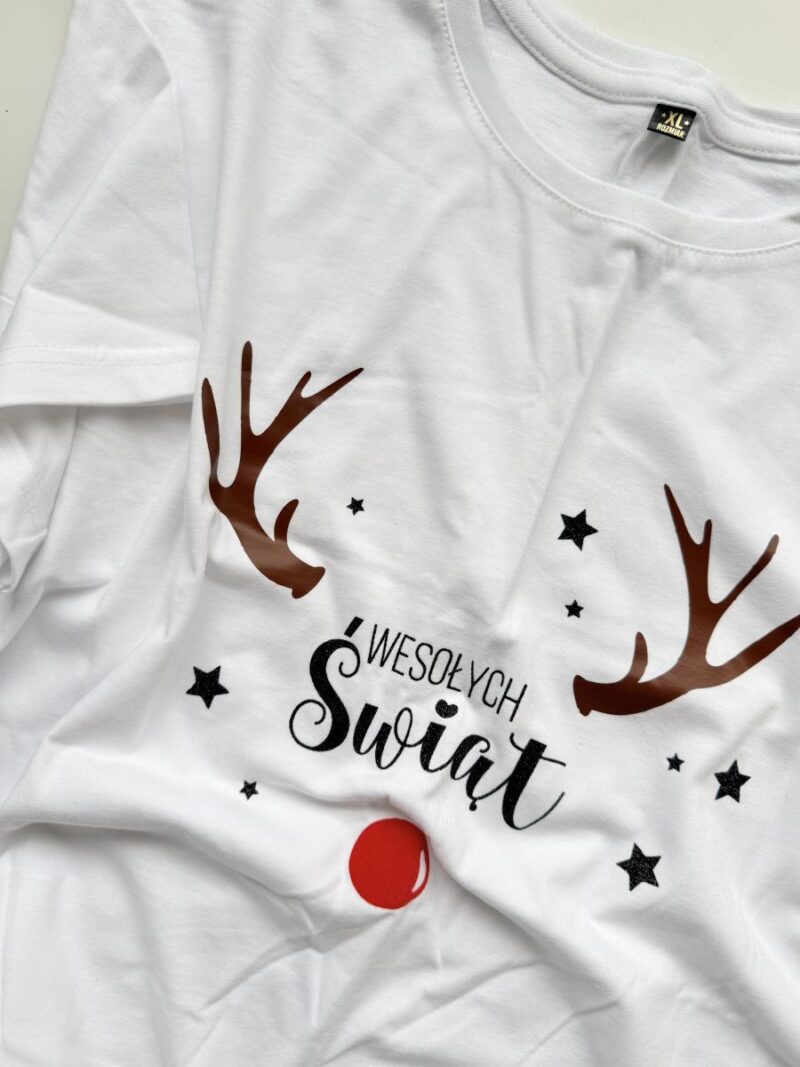 Koszulka biała męska wesołych świąt XL