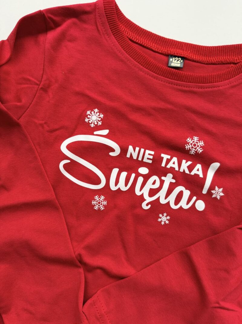 Koszulka czerwona z długim rękawem nie taka święta rozmiar 122