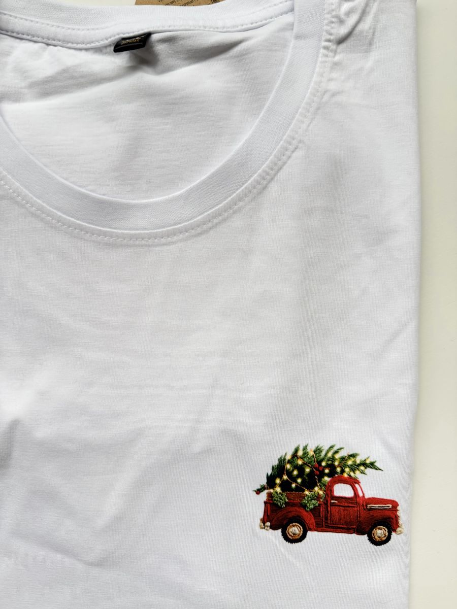 Koszulka biała męska z autkiem i choinką rozmiar XXL