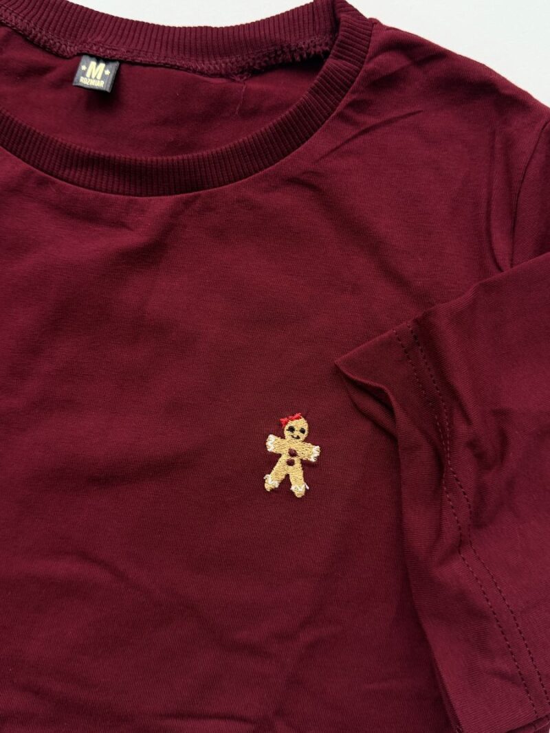 Koszulka damska bordowa z haftem piernika rozmiar M