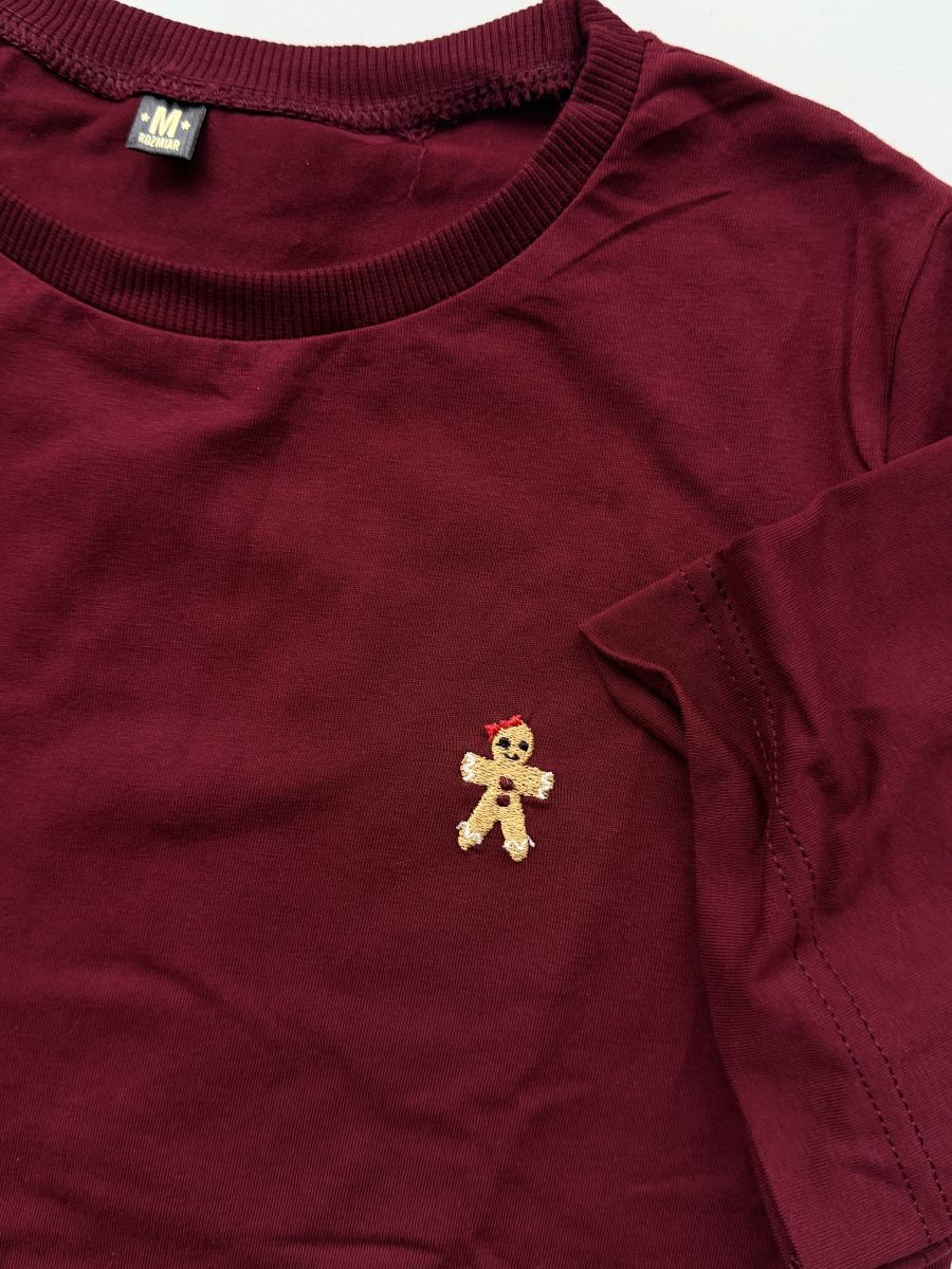 Koszulka damska bordowa z haftem piernika rozmiar M