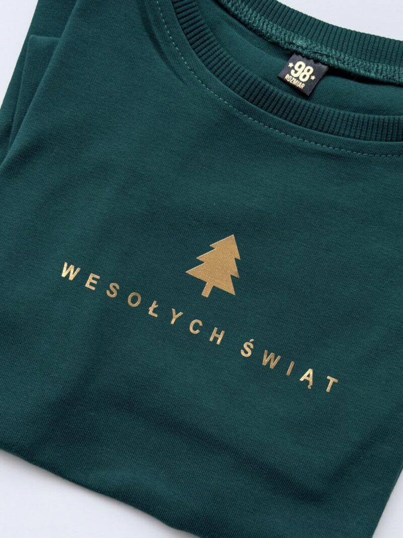 Koszulka zielona wesołych świąt rozmiar 98 z krótkim rękawem