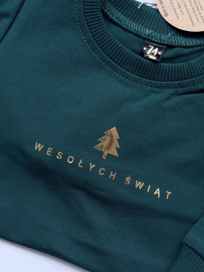 Body z długim rękawem zielone wesołych świąt rozmiar 74