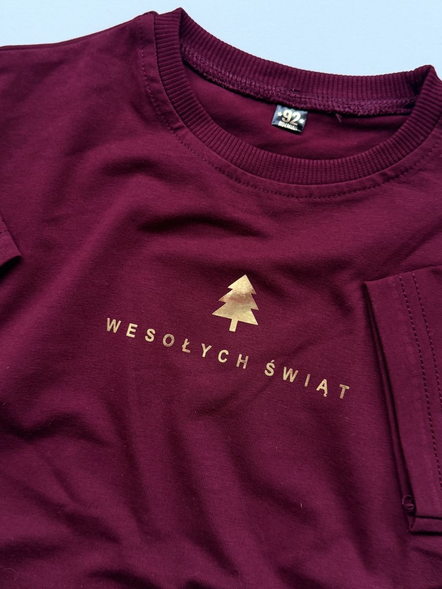 Koszulka bordowa wesołych świąt rozmiar 92