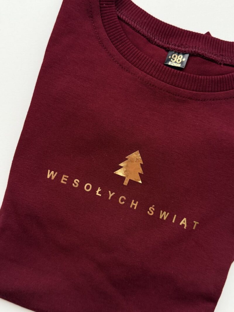 Koszulka bordowa z krótkim rękawem wesołych świąt rozmiar 98