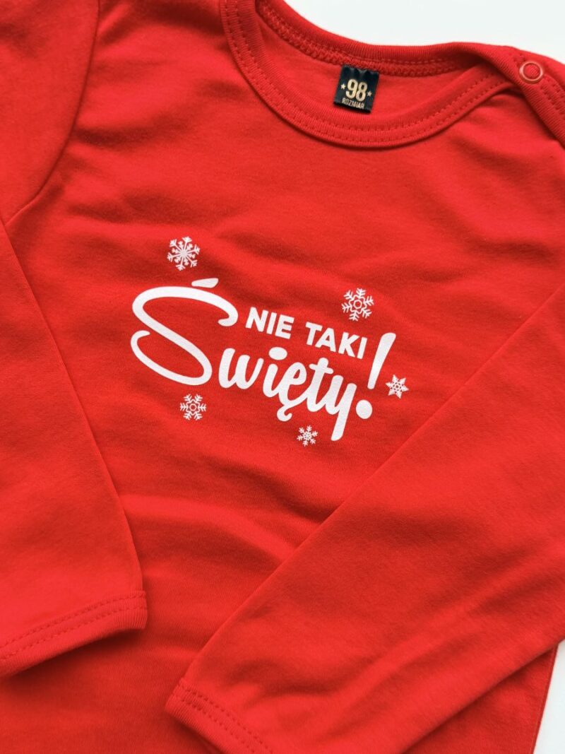 Body czerwone z długim rękawem nie taki święty rozmiar 98