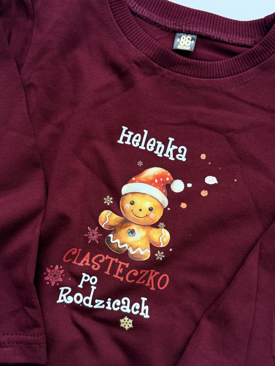 Koszulka bordowa z długim rękawem Helenka ciasteczko rozmiar 86