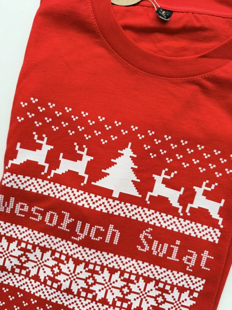 Koszulka męska czerwona ze sweterkiem rozmiar L