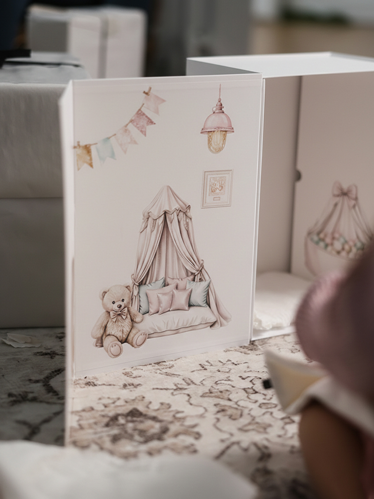 Maskotka króliczek beżowy w sweterku + pudełko domek - obrazek 6