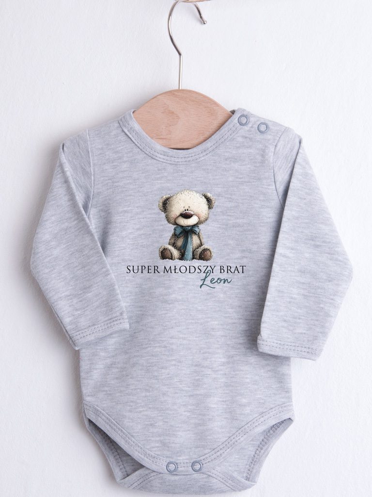 Szara koszulka/body super młodszy brat