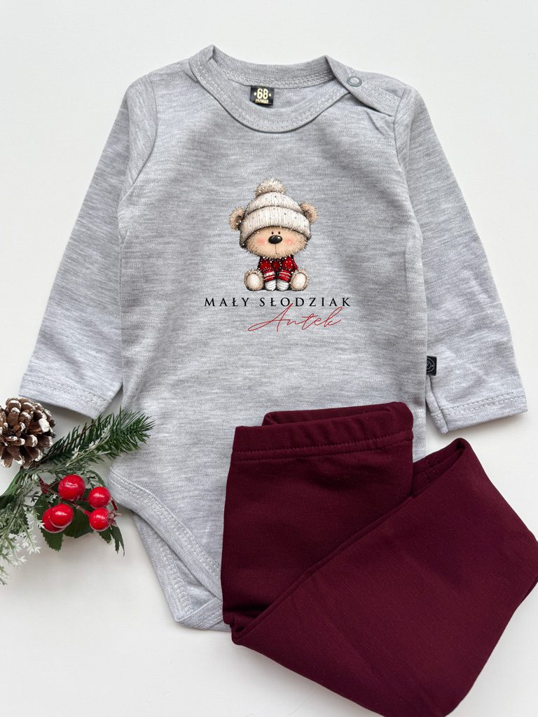 Szara koszulka/body z nadrukiem mały słodziak