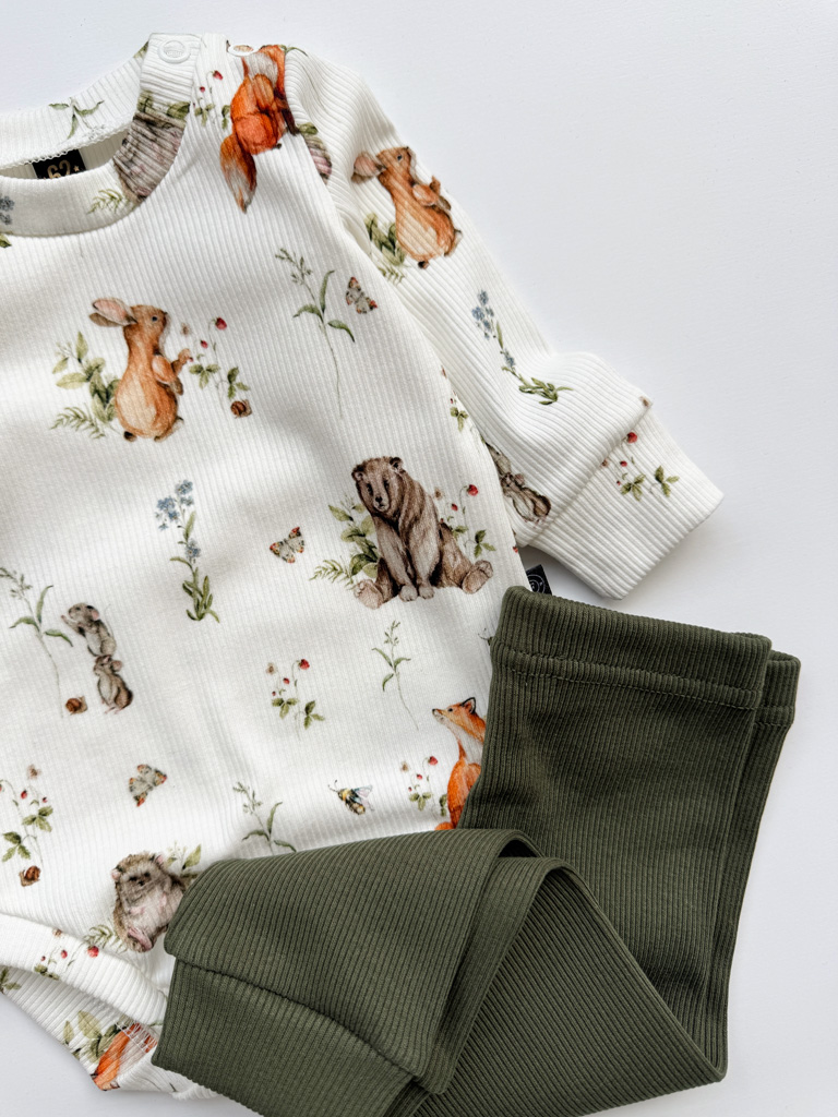 Body niemowlęce prążkowane z długim rękawem leśni przyjaciele - obrazek 3