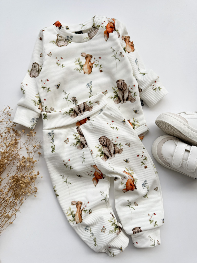 Body niemowlęce prążkowane z długim rękawem leśni przyjaciele - obrazek 4