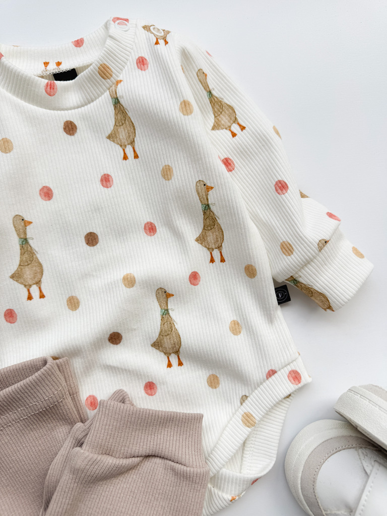 Body niemowlęce prążkowane z długim rękawem gąski - obrazek 3