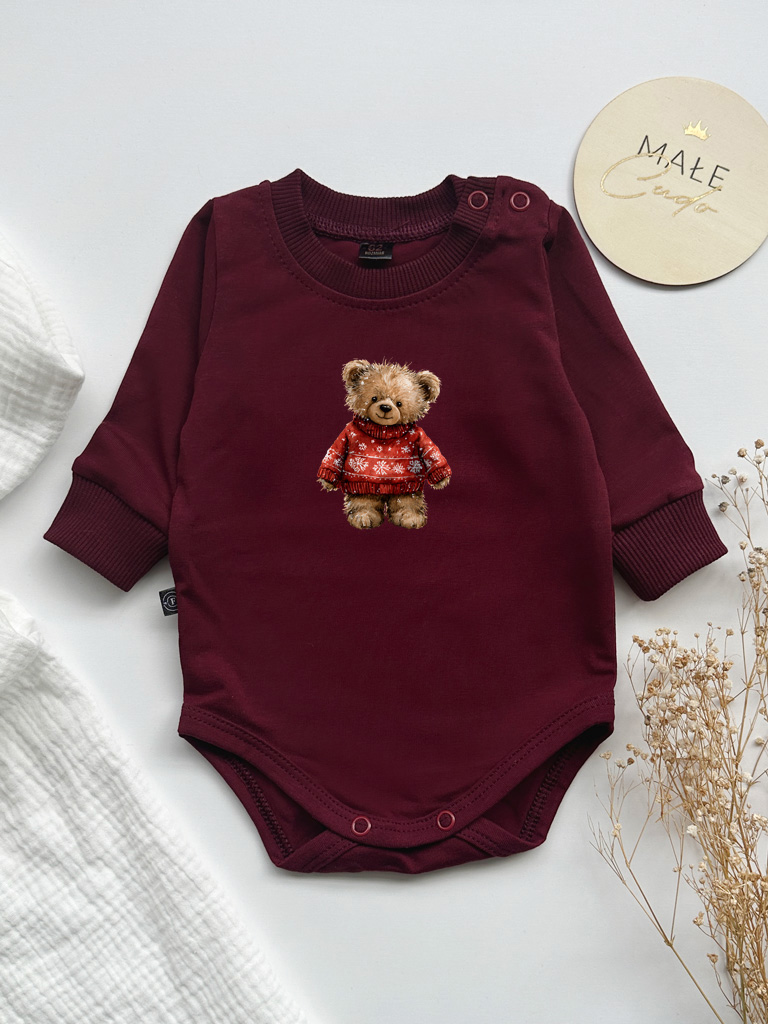 Body dla niemowlaka misiek w zimowym sweterku
