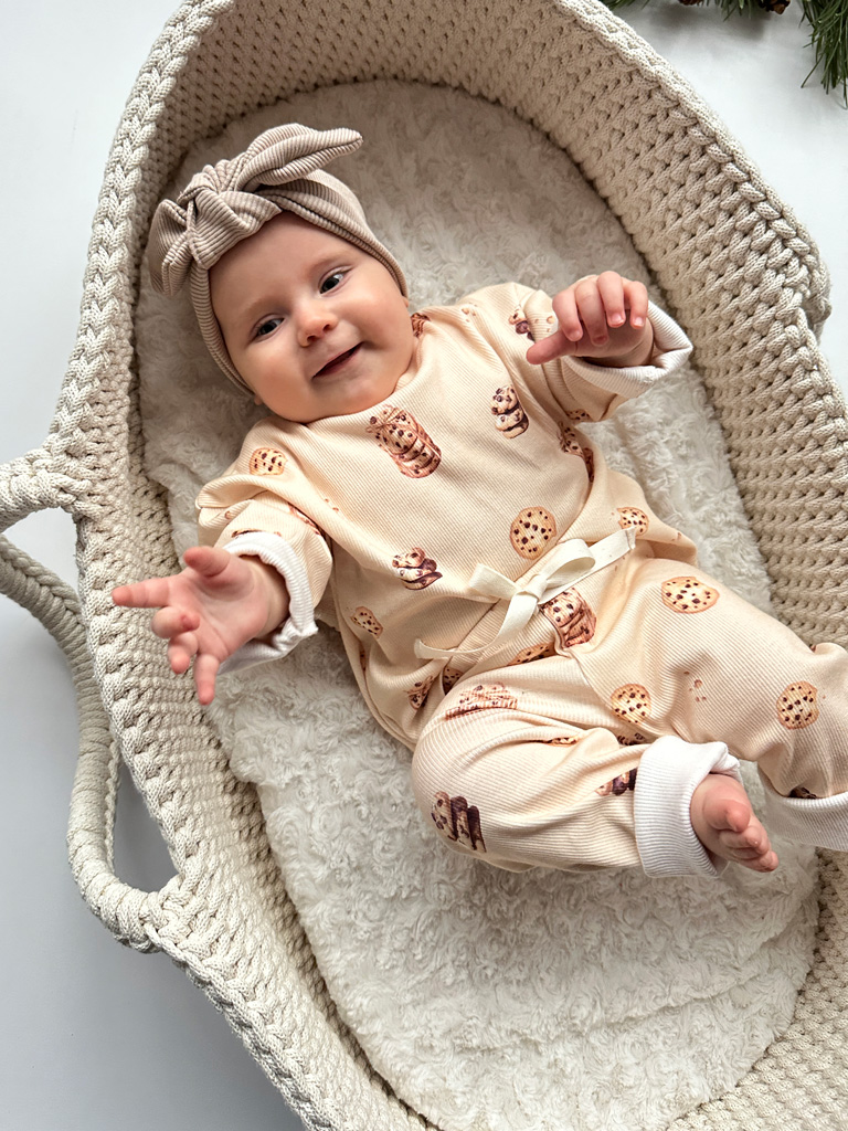 Koszulka prażkowana z długim rękawem ciasteczka