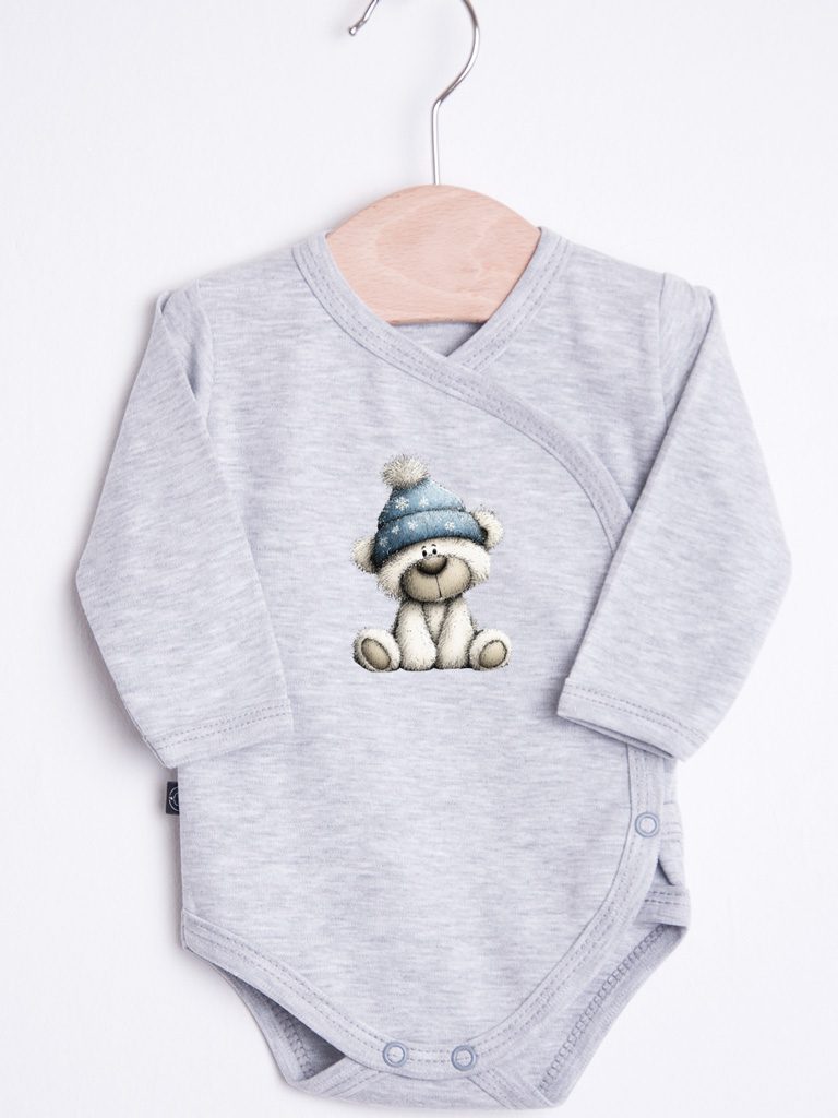 Szare body kopertowe misio w czapce