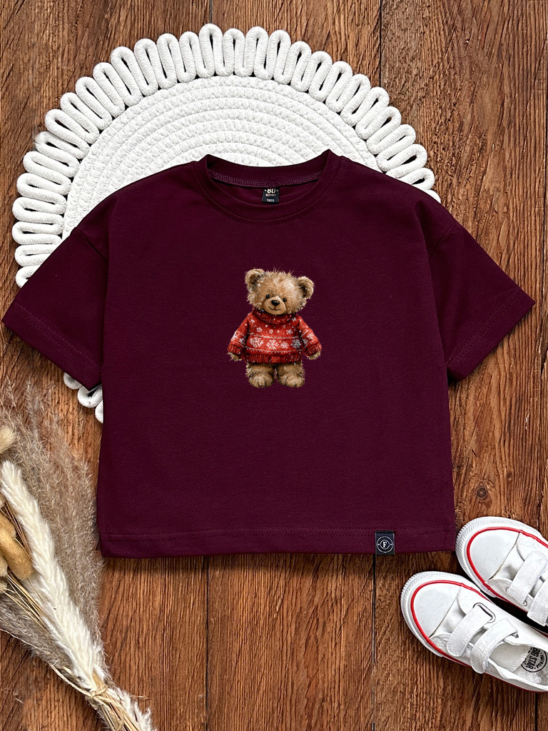 Koszulka dziecięca misiek w zimowym sweterku