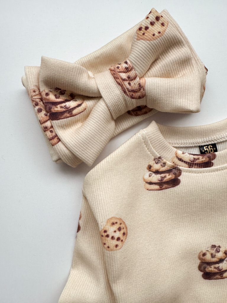 Opaska prążek z dużą kokardą ciasteczka