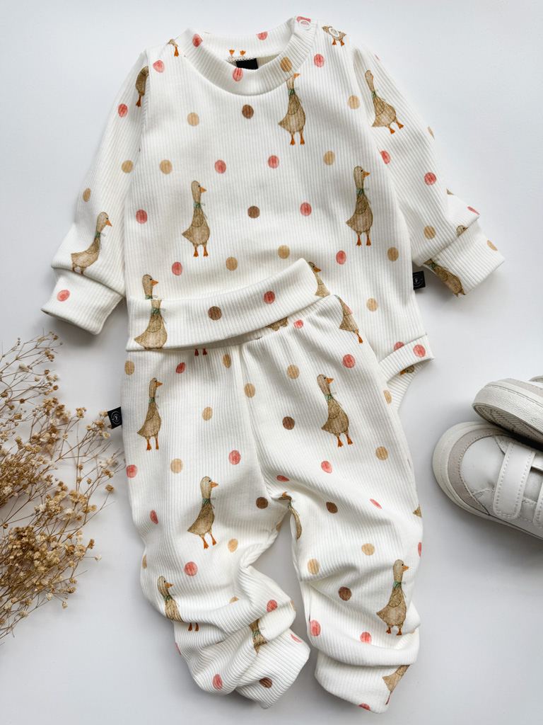 Body niemowlęce prążkowane z długim rękawem gąski - obrazek 4