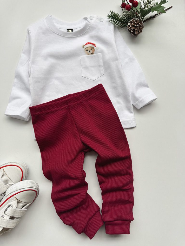 Legginsy niemowlęce prążkowane czerwone