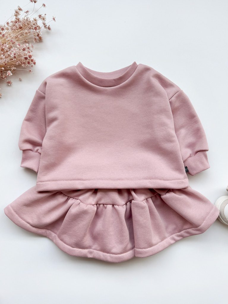 Komplet dla dziewczynki brudny róż  bluza + spódniczka