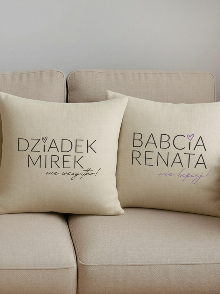 2pak poduszek Dziadek wie wszystko, Babcia wie lepiej