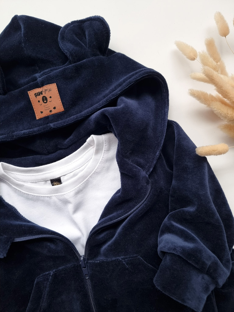 Dres welurowy dziecięcy granatowy - obrazek 3