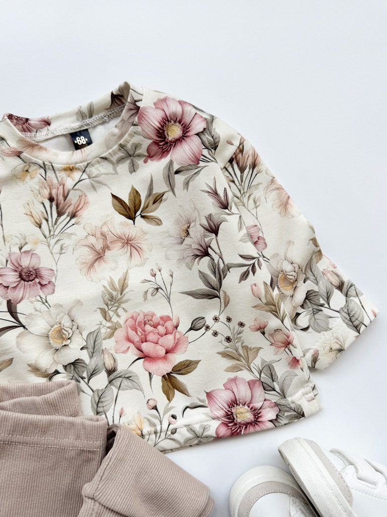 Koszulka z długim rękawem kwiaty vintage