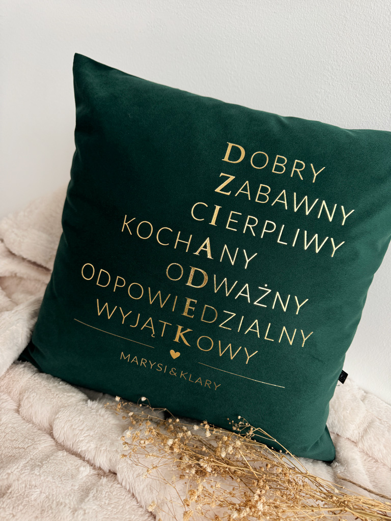 Poduszka welurowa z nadrukiem Dziadek-krzyżówka