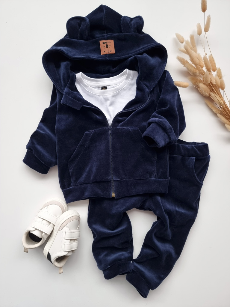 Dres welurowy dziecięcy granatowy