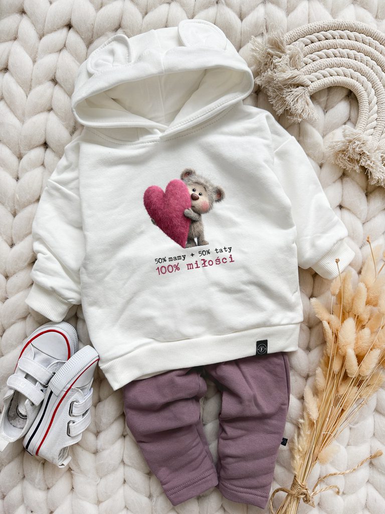 Bluza z kapturem z uszkami misio 100% miłości