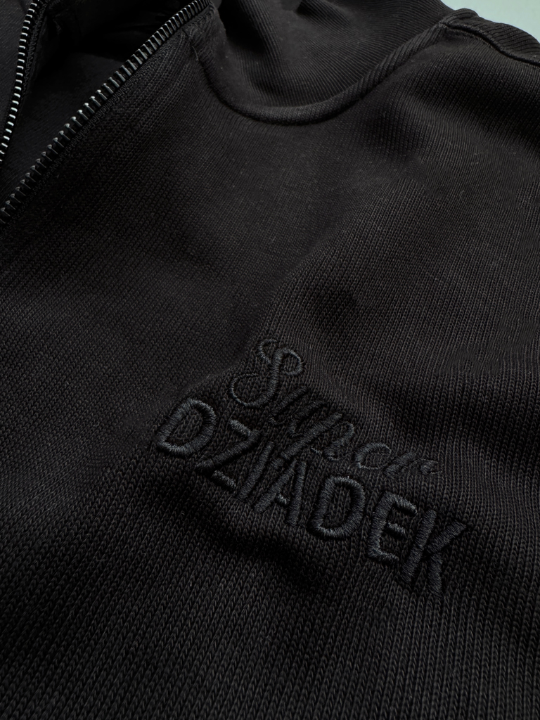 Czarna bluza męska z suwakiem z haftem Super Dziadek rozm. XL